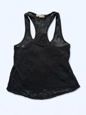 Forever 21 Burnout Tank Top in Black Size Small Racerback Sheer